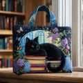 Borsa artigianale - Gatto nero sui libri