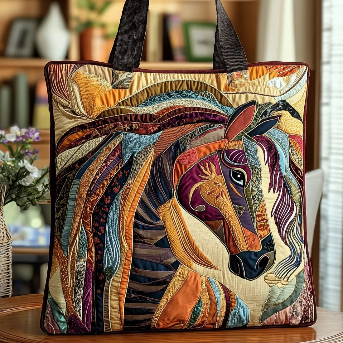 Borsa shopper artigianale - Cavallo mosaico colorato