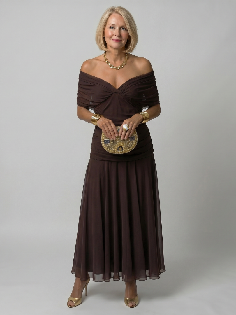 Stella & Grace™ | Abito Midi Scollo a Spalle Scoperte (Calen)