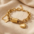 Bracciale a Maglie Dorato con Cuore
