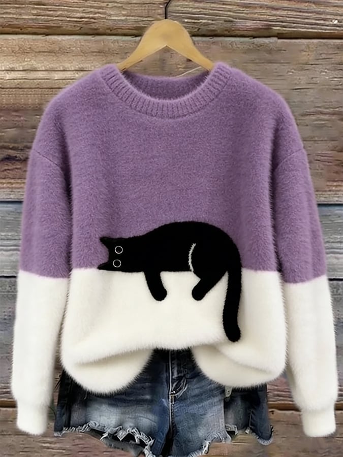 Carine | Maglione Oversize Elegante con Gatto
