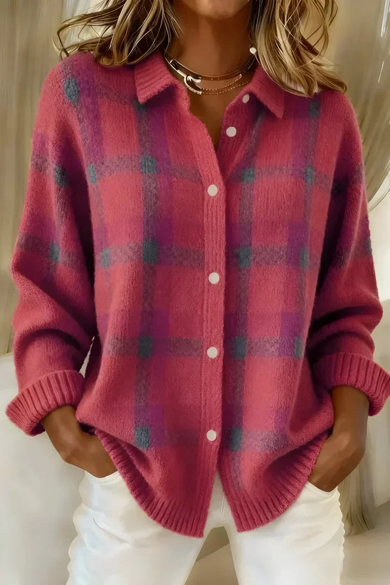 Ashley | Cardigan Scozzese Classico con Colletto