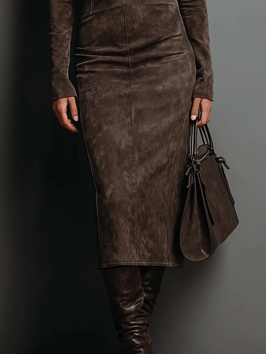 Lorena | Lungo Abito Midi Marrone