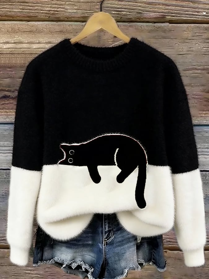 Carine | Maglione Oversize Elegante con Gatto
