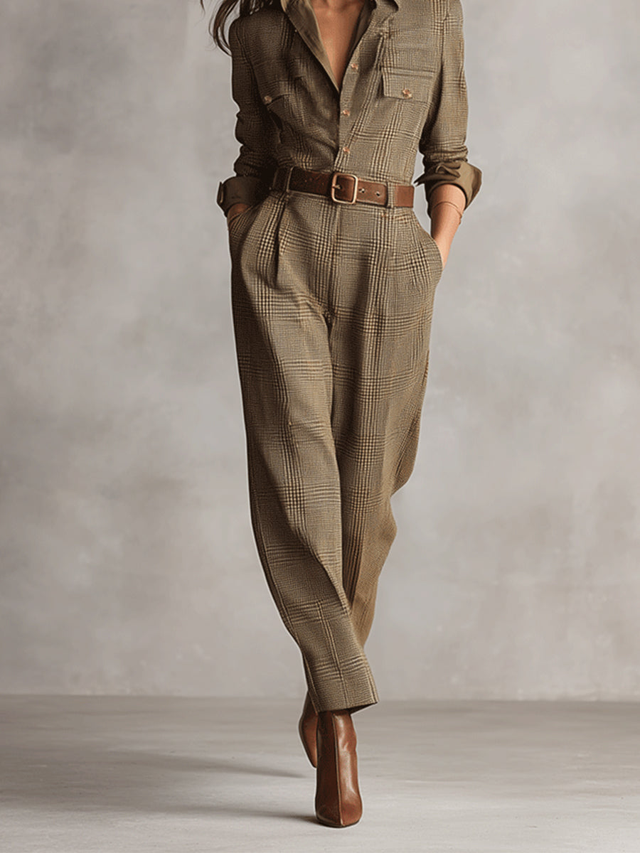 Celia | Tuta Marrone con Dettagli Sofisticati