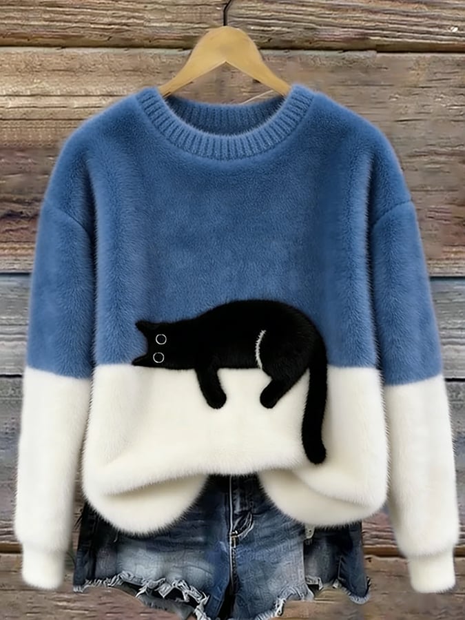 Carine | Maglione Oversize Elegante con Gatto
