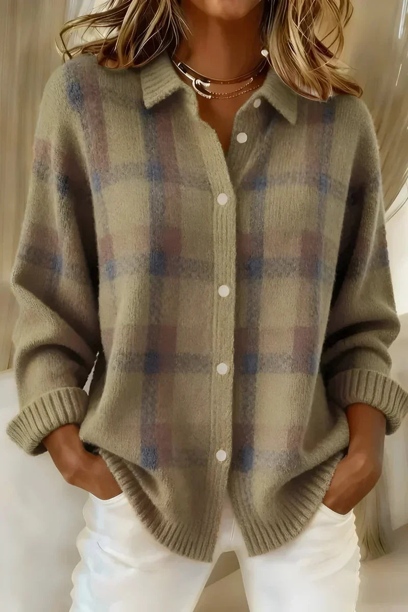 Taylor | Cardigan a Quadri in Maglia Comfort