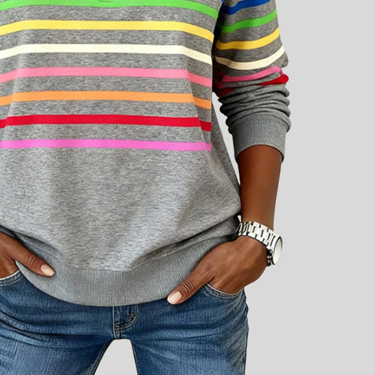 Prismette™ | Felpa a righe colorate con zip a un quarto