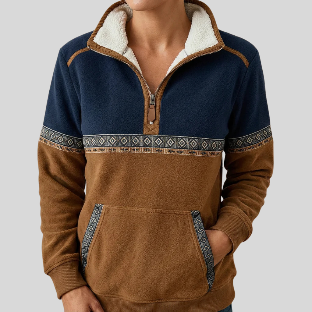 Alvette™ | Pullover con mezza zip e colletto in sherpa