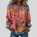 Orabelle™ | Felpa a fantasia floreale con bordi in denim