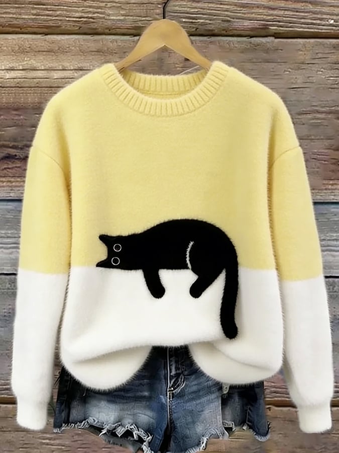 Carine | Maglione Oversize Elegante con Gatto