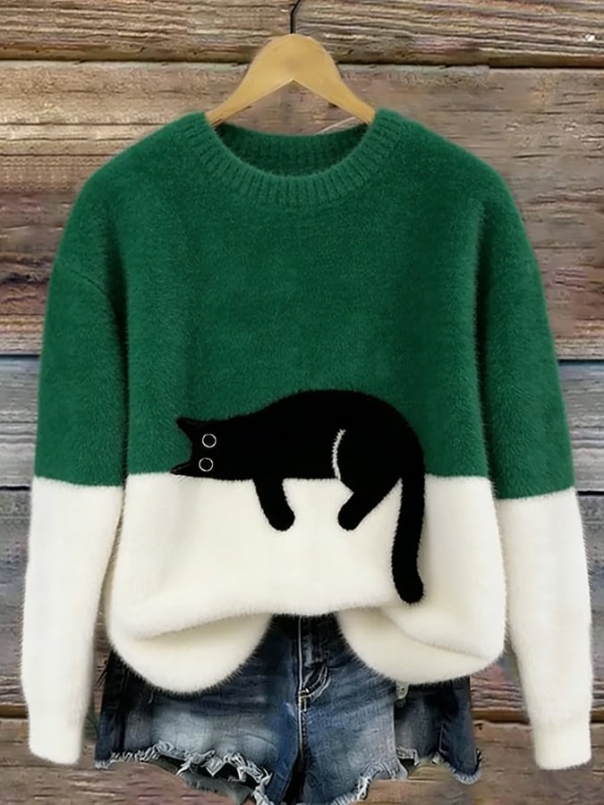 Carine | Maglione Oversize Elegante con Gatto