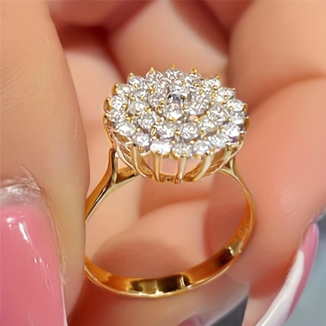 Anello Statement con Cluster di Cristalli