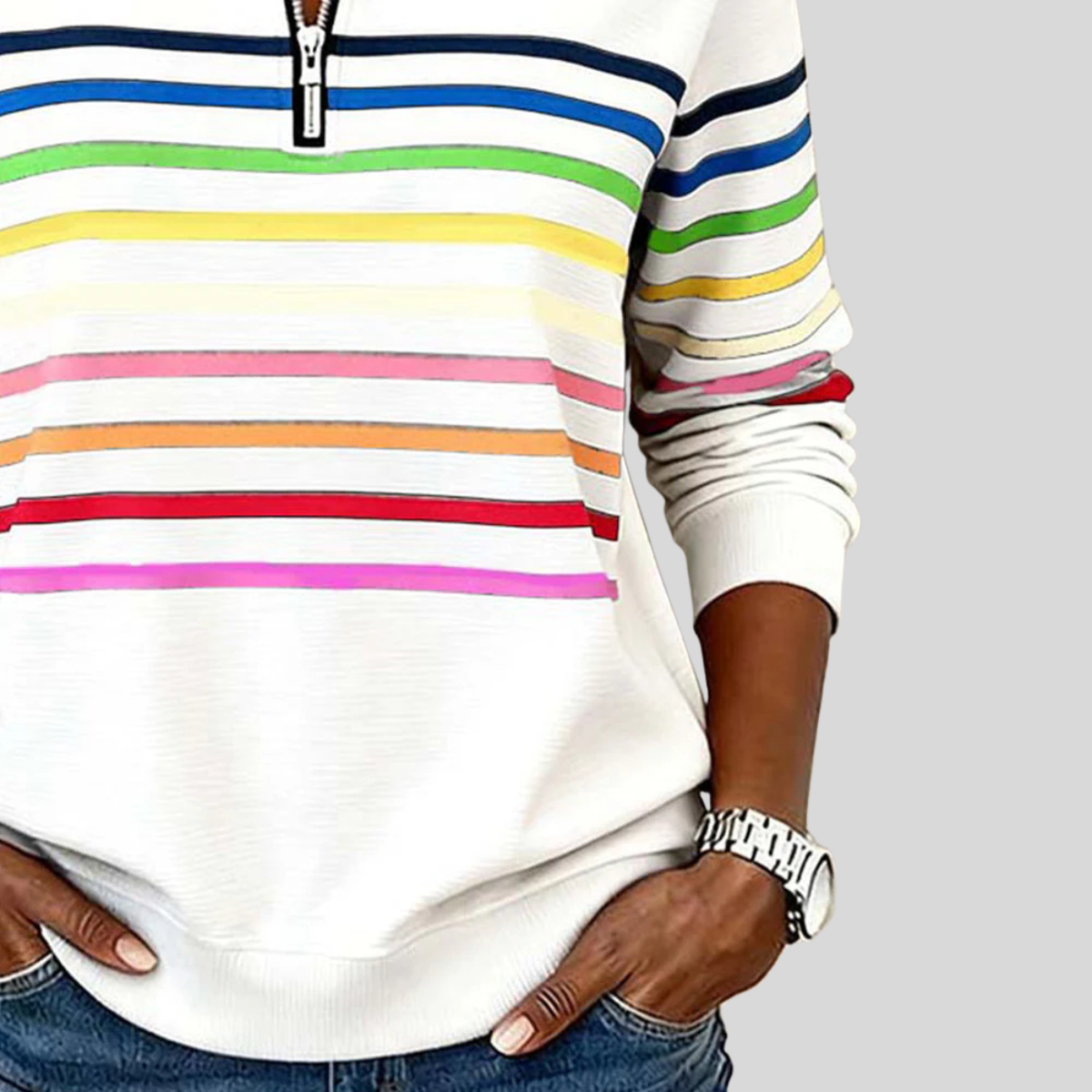 Prismette™ | Felpa a righe colorate con zip a un quarto