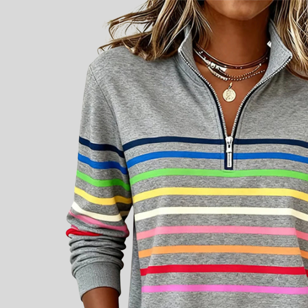 Prismette™ | Felpa a righe colorate con zip a un quarto