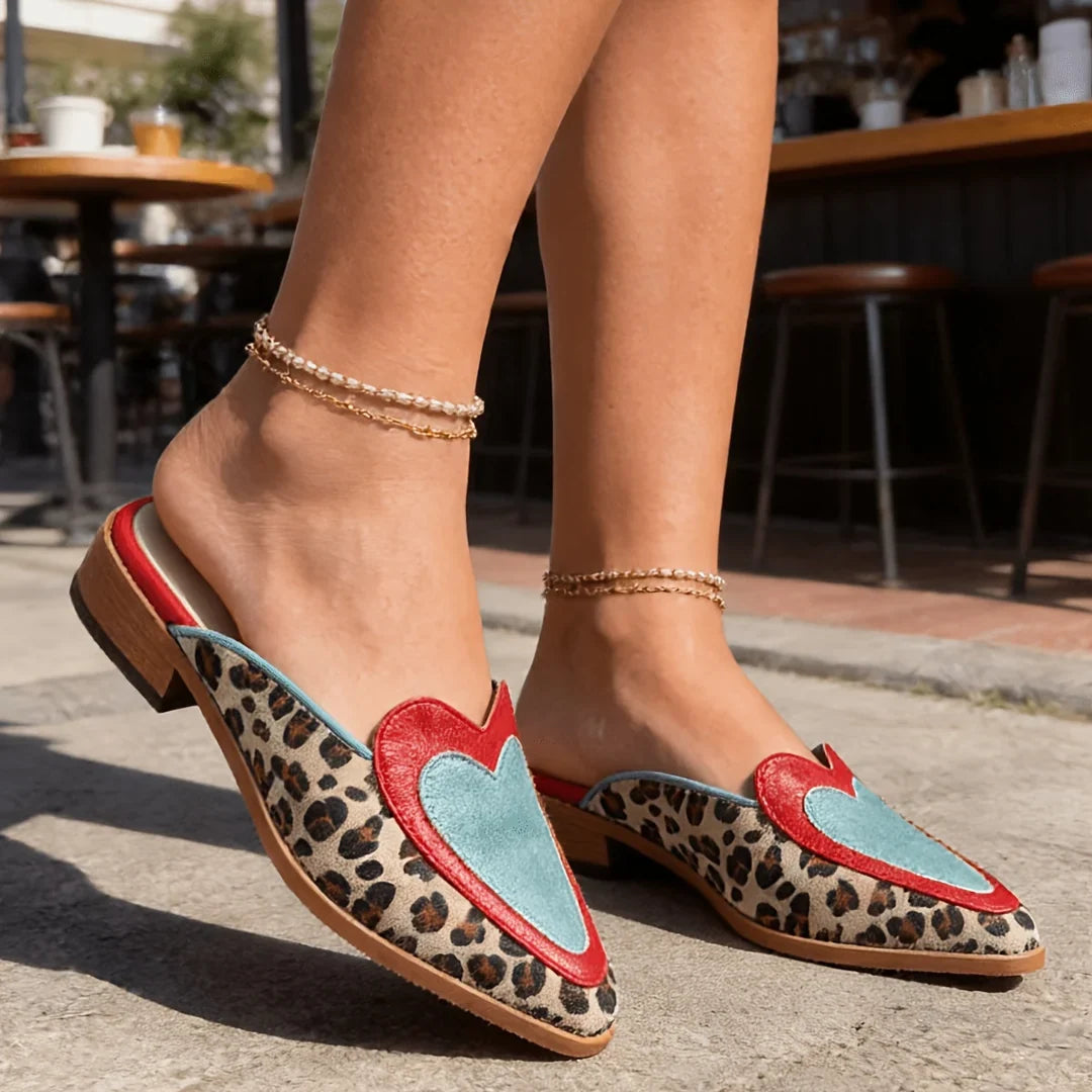 Perla – Mules Aperti con Stampa Leopardo