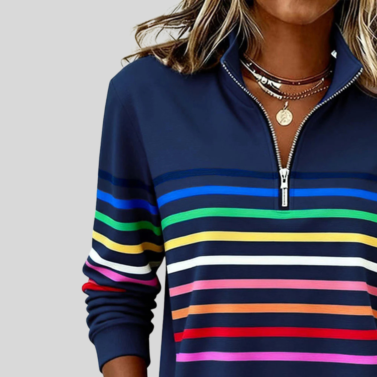 Prismette™ | Felpa a righe colorate con zip a un quarto