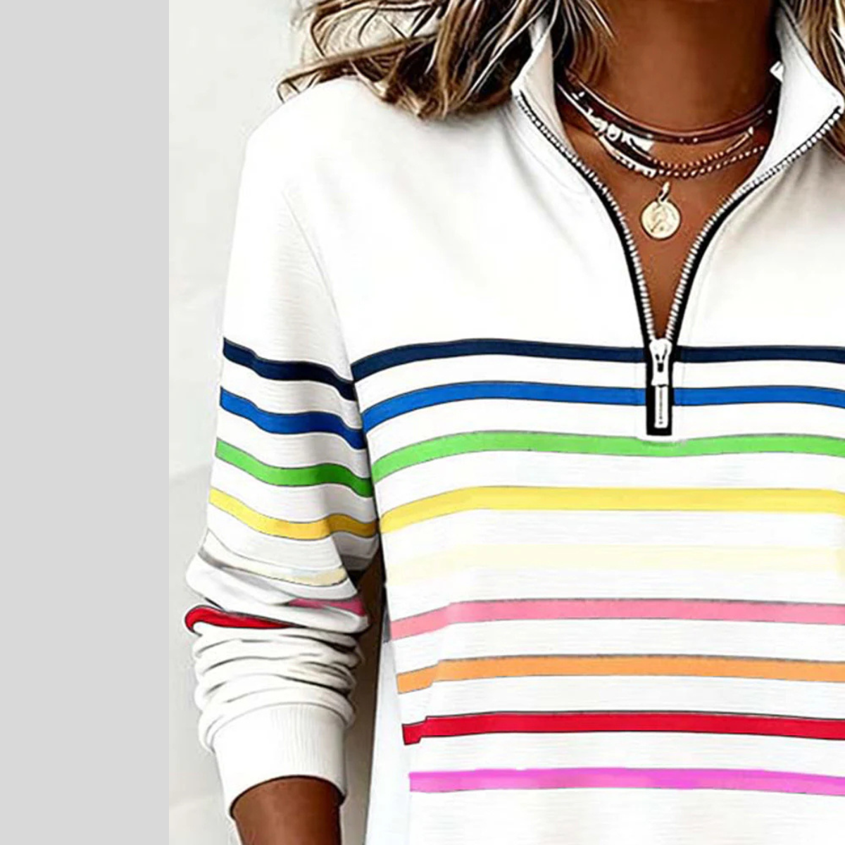 Prismette™ | Felpa a righe colorate con zip a un quarto