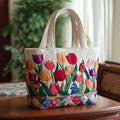 Borsa shopper trapuntata - Giardino di tulipani