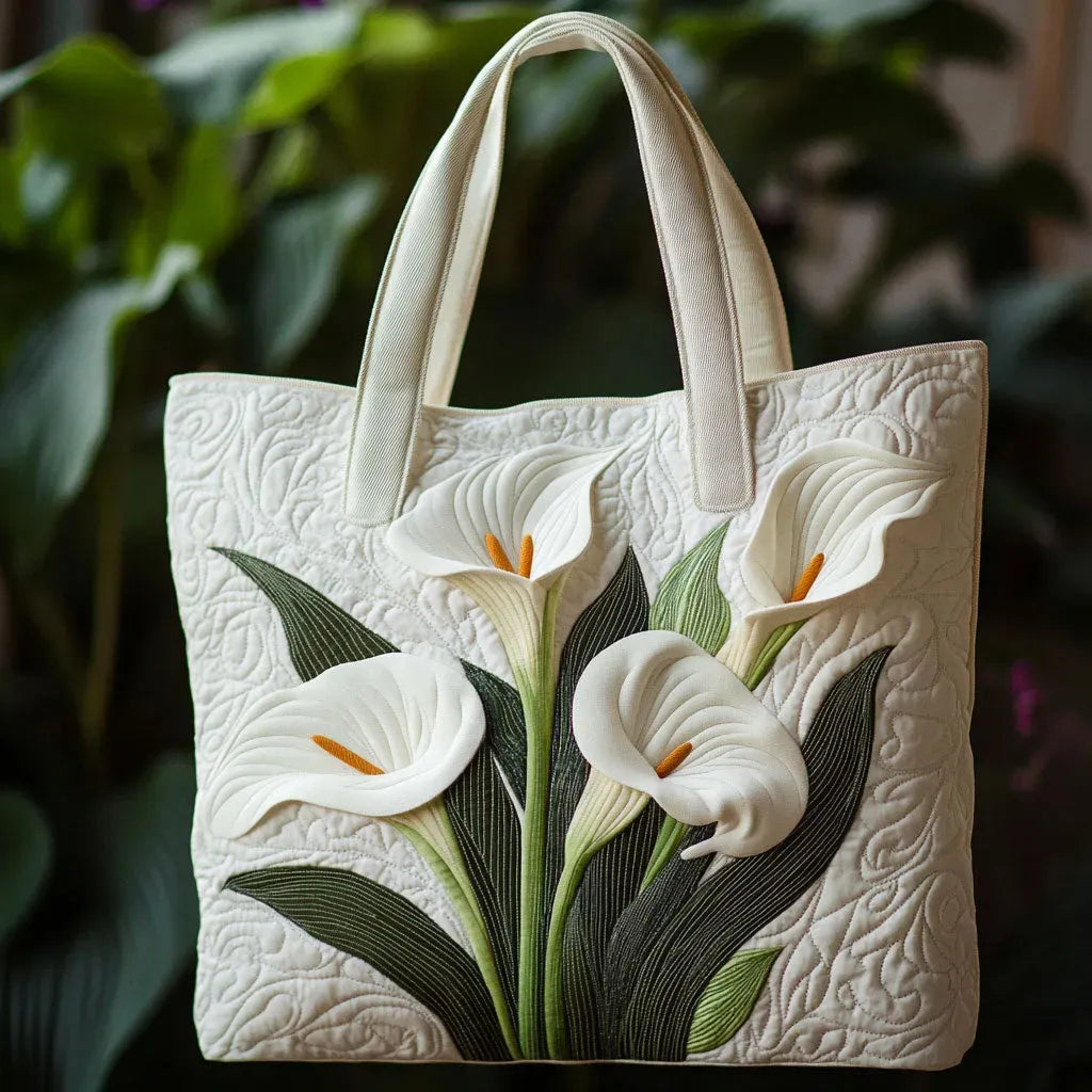 Borsa trapuntata artigianale - Gigli bianchi