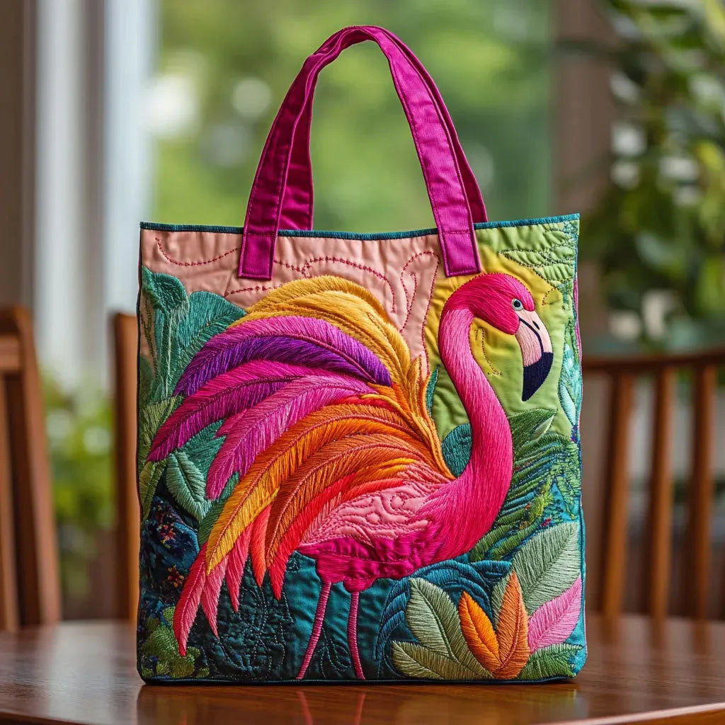 Borsa shopper trapuntata - Fenicottero arcobaleno