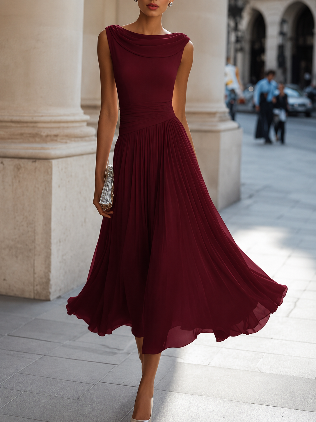 Vestito Midi Plissettato