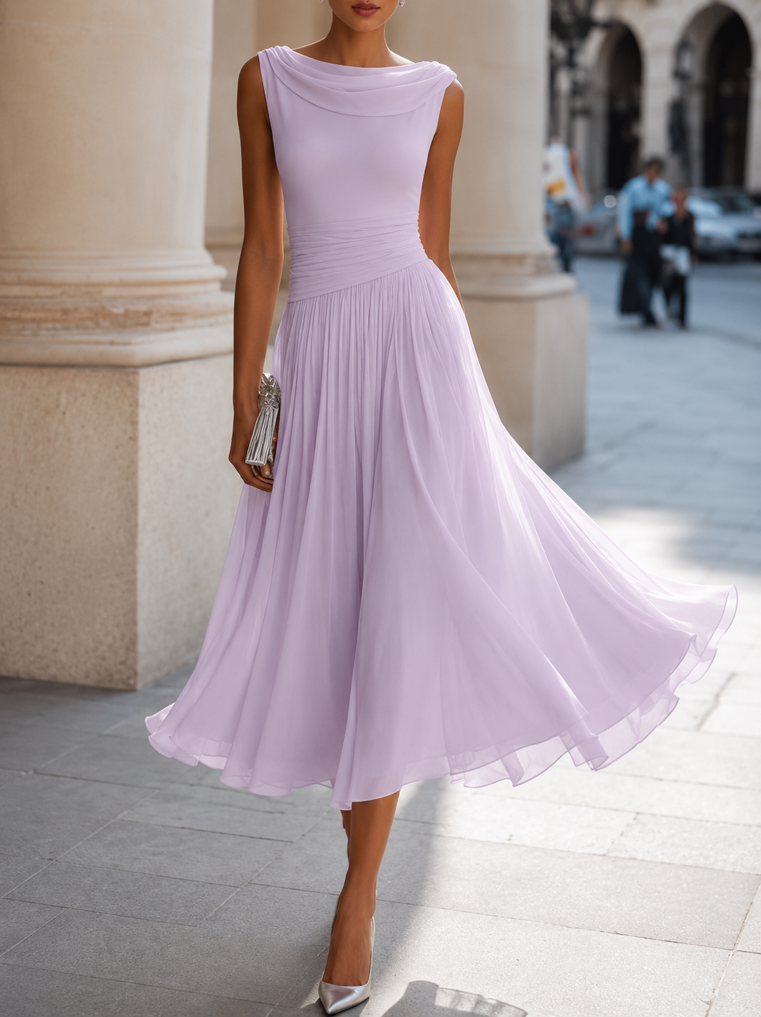 Vestito Midi Plissettato
