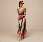Vestito Maxi Plissettato Senza Spalline