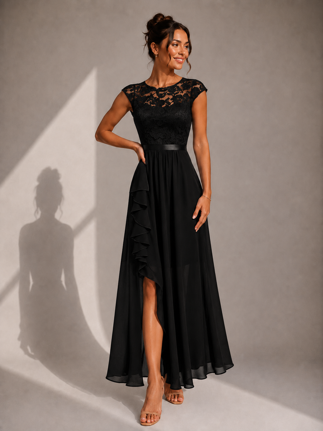Vestito Maxi con Corpetto in Pizzo