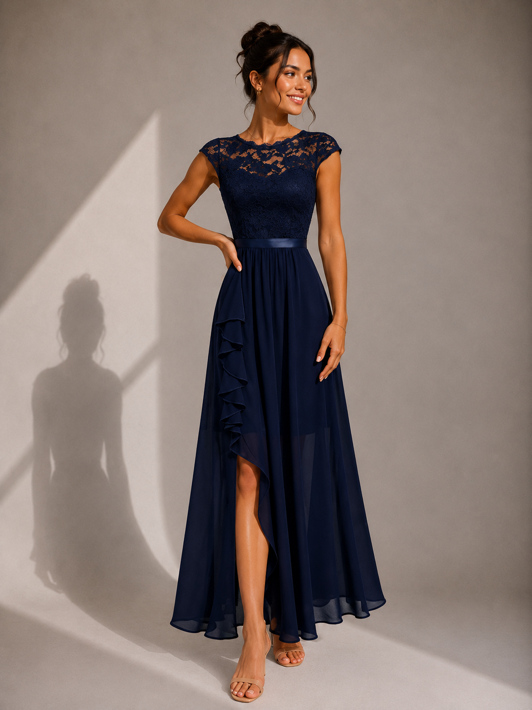 Vestito Maxi con Corpetto in Pizzo