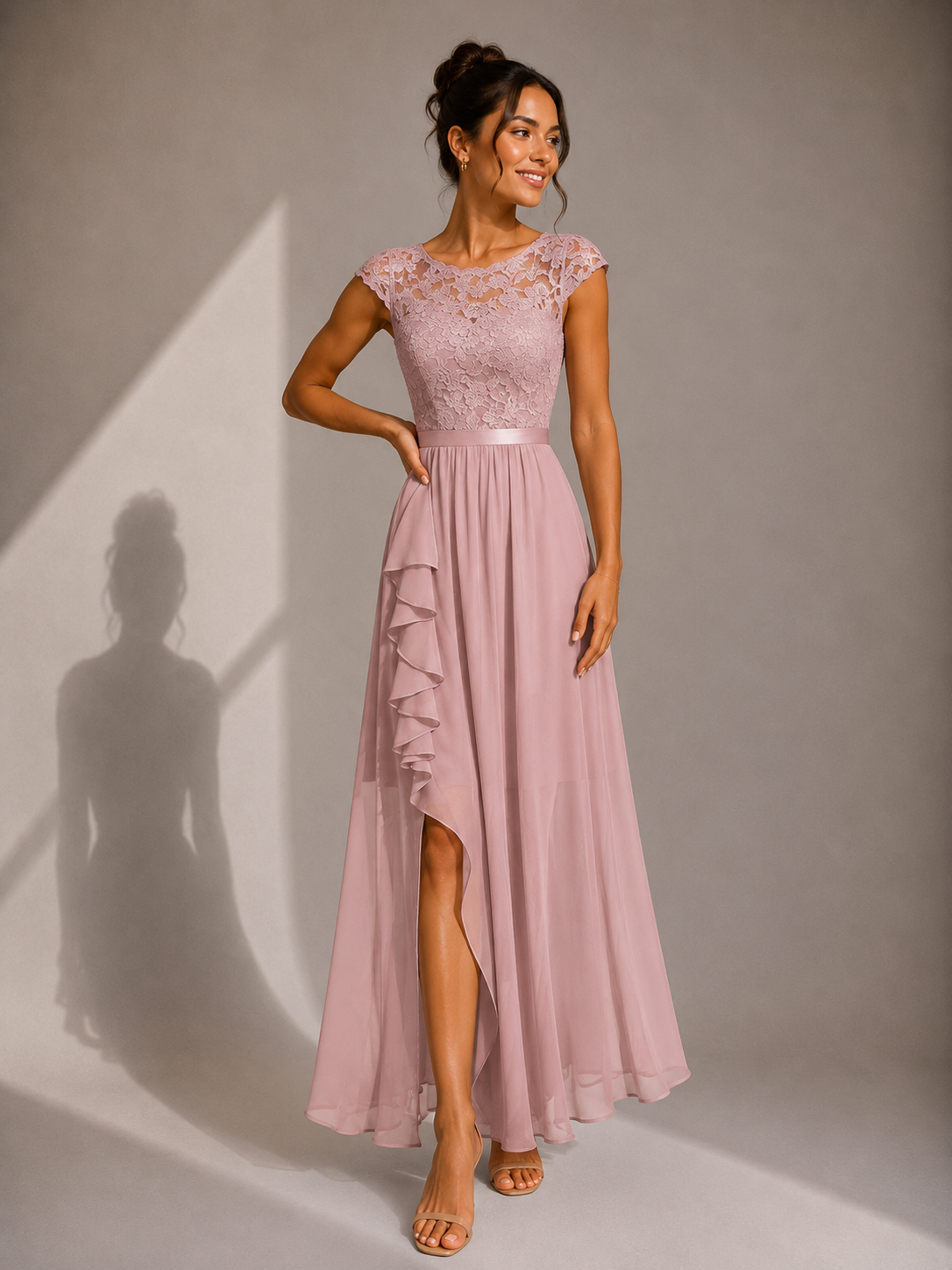 Vestito Maxi con Corpetto in Pizzo