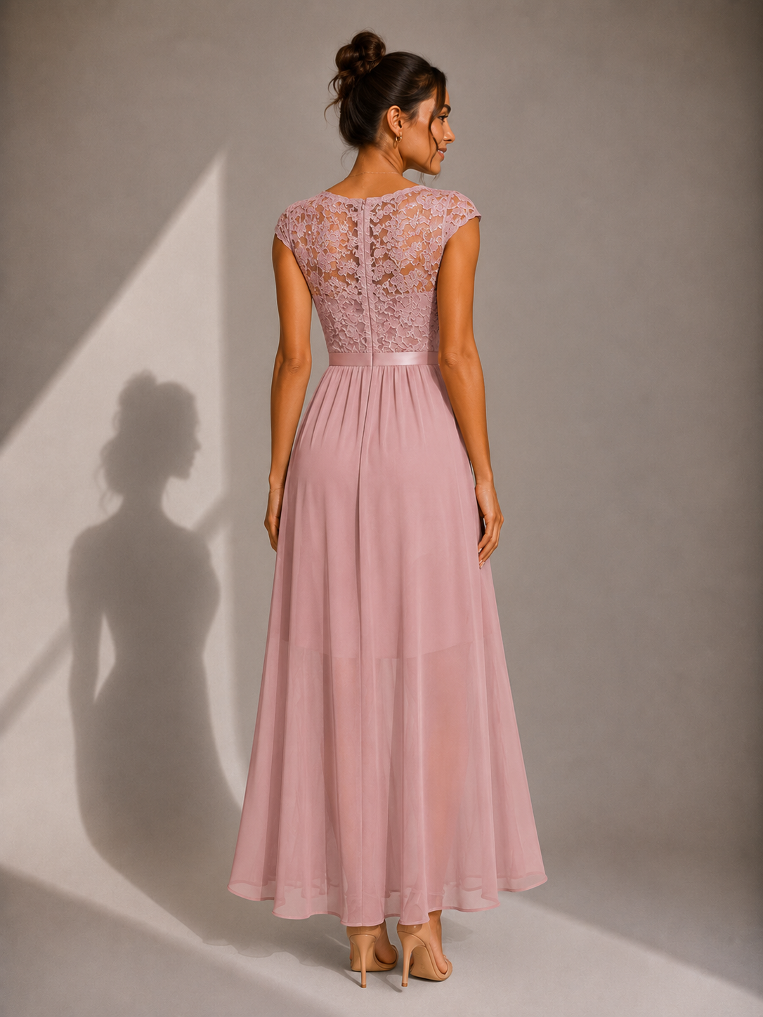 Vestito Maxi con Corpetto in Pizzo
