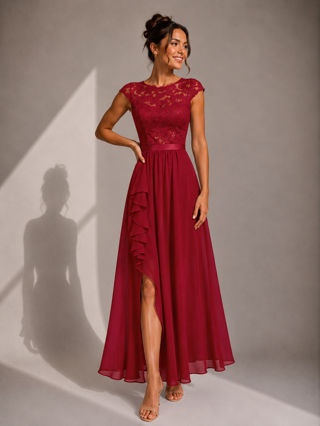 Vestito Maxi con Corpetto in Pizzo