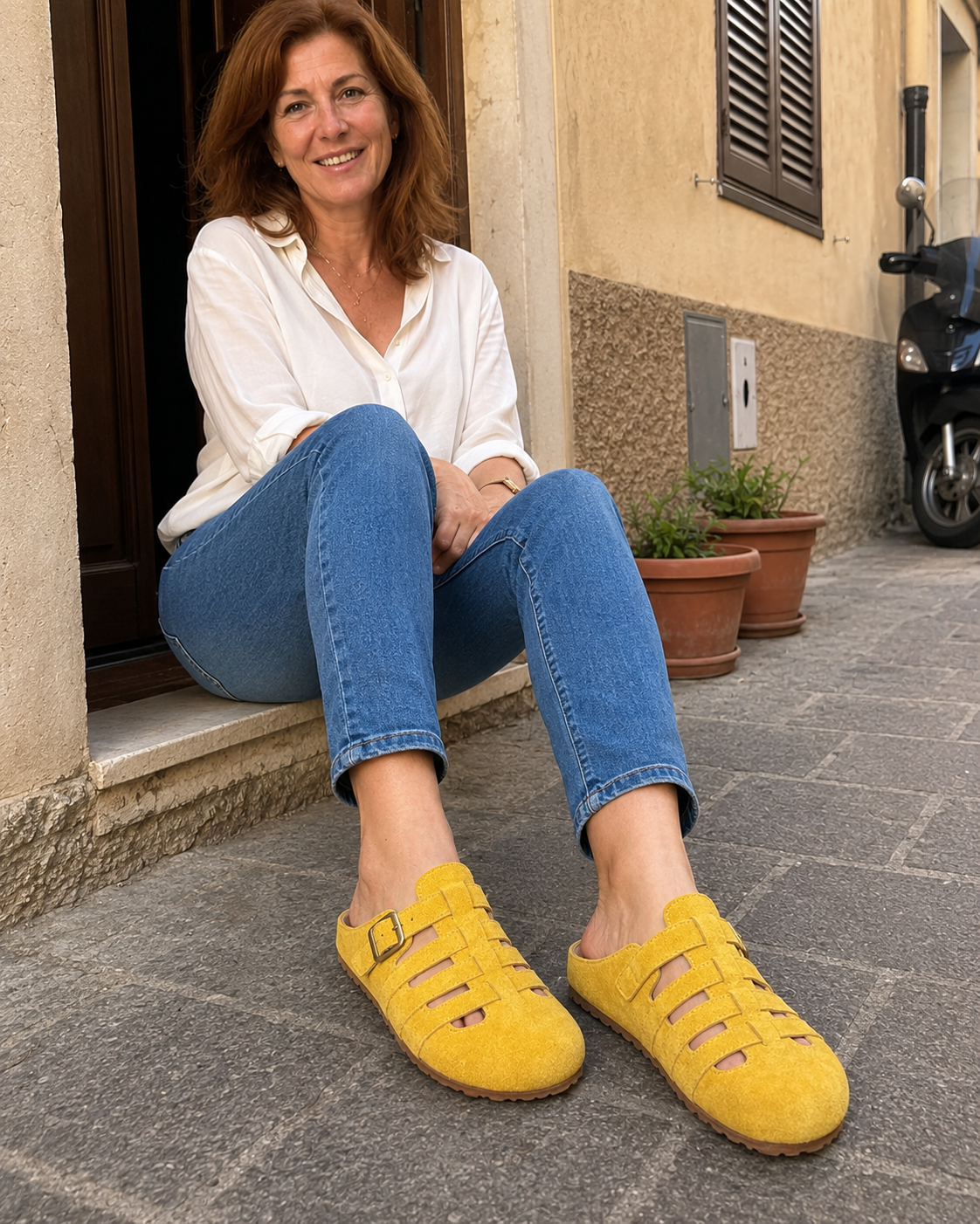 Cliente MIA & BELLA con calzature gialle