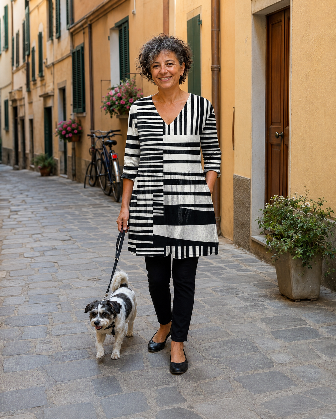 Cliente MIA & BELLA con abito floreale bianco