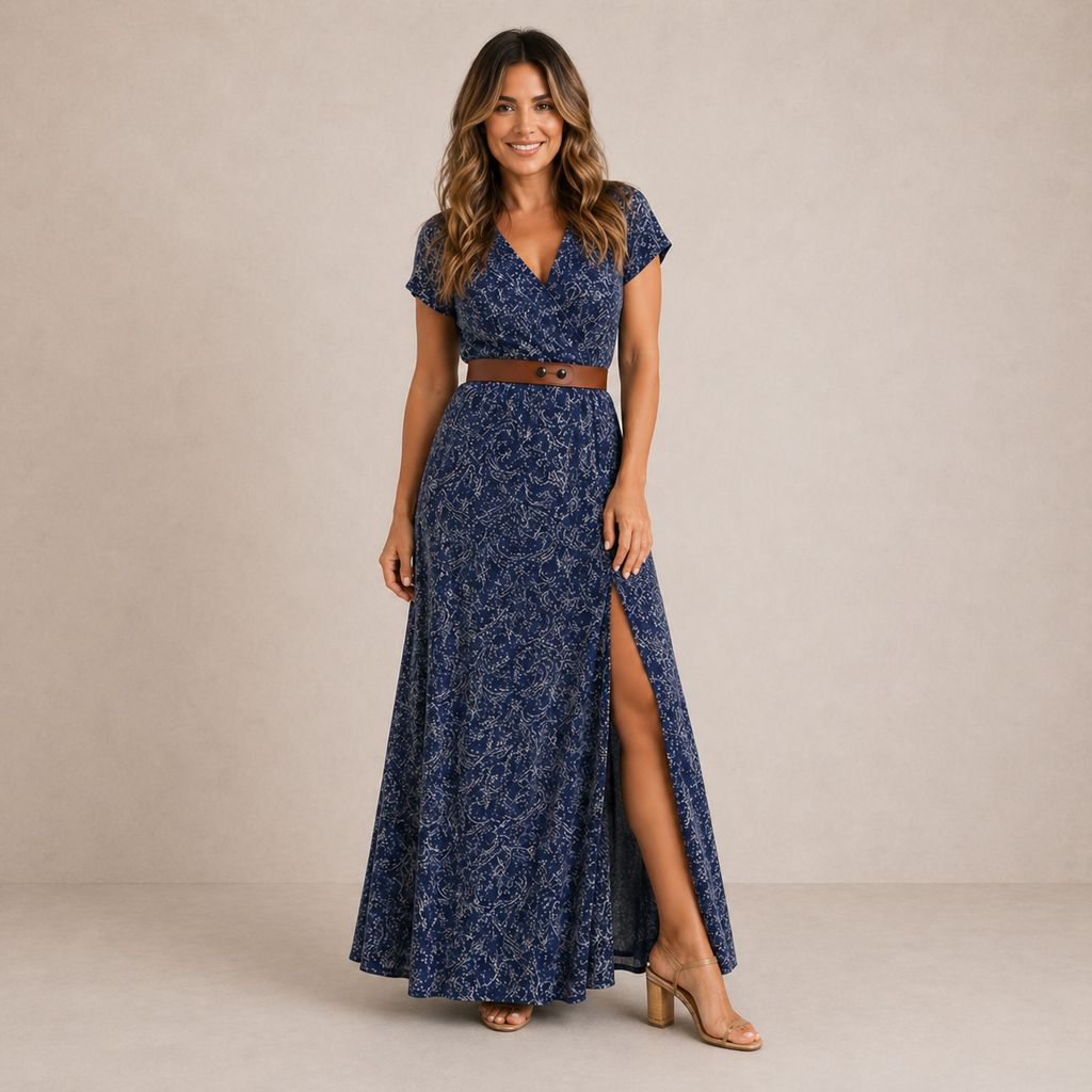 Vestito Maxi Floreale con Cintura