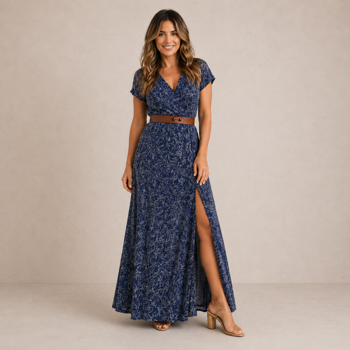Vestito Maxi Floreale con Cintura