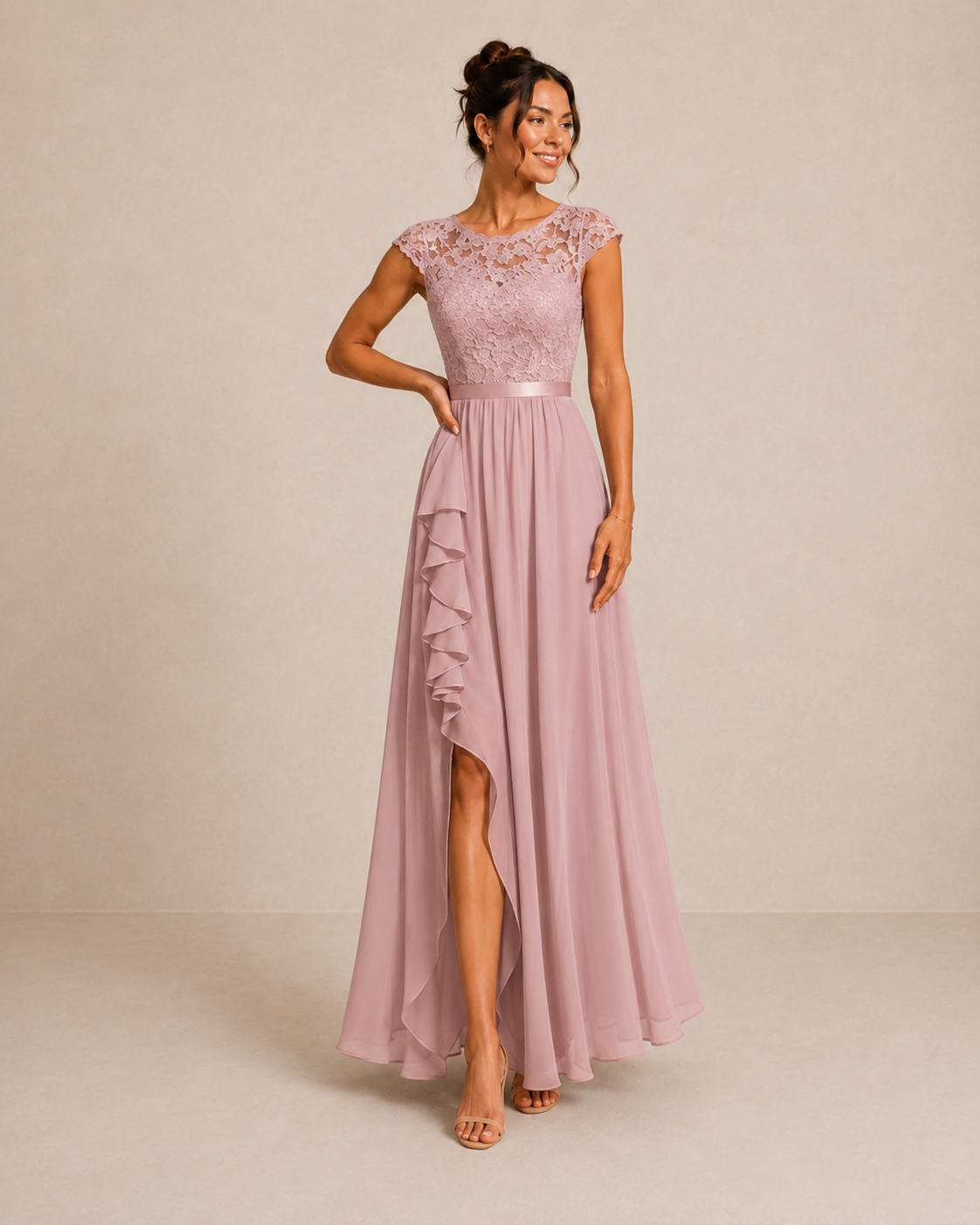 Vestito Maxi con Corpetto in Pizzo