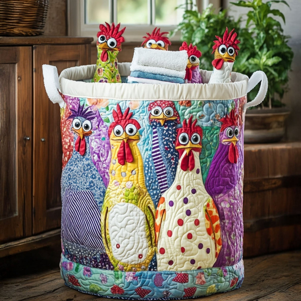 NAOMI | CESTA PORTABIANCHERIA GALLINE COUTURE