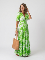 Vestito Maxi Floreale con Scollo a V