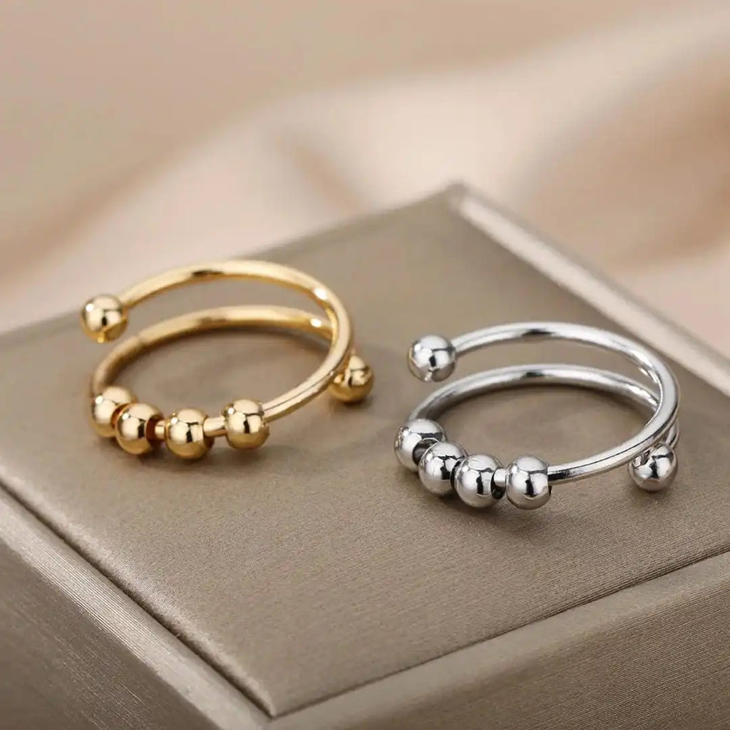 Anello Fidget con Perline Girevoli
