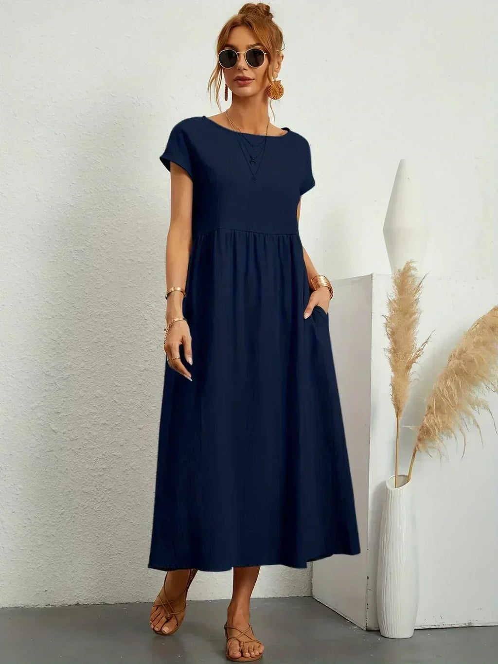 Vestito Midi Bianco Traspirante