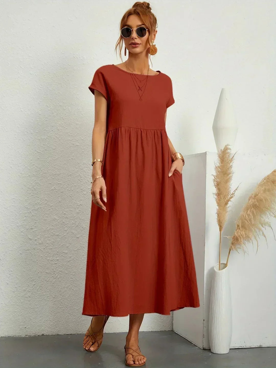 Vestito Midi Bianco Traspirante