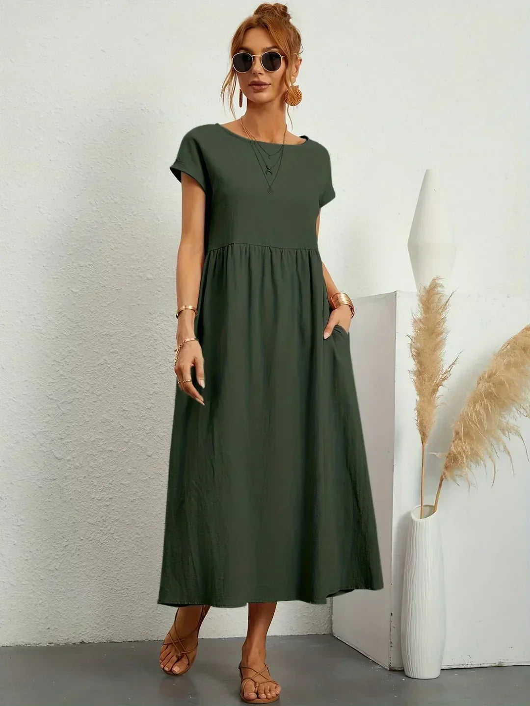 Vestito Midi Bianco Traspirante