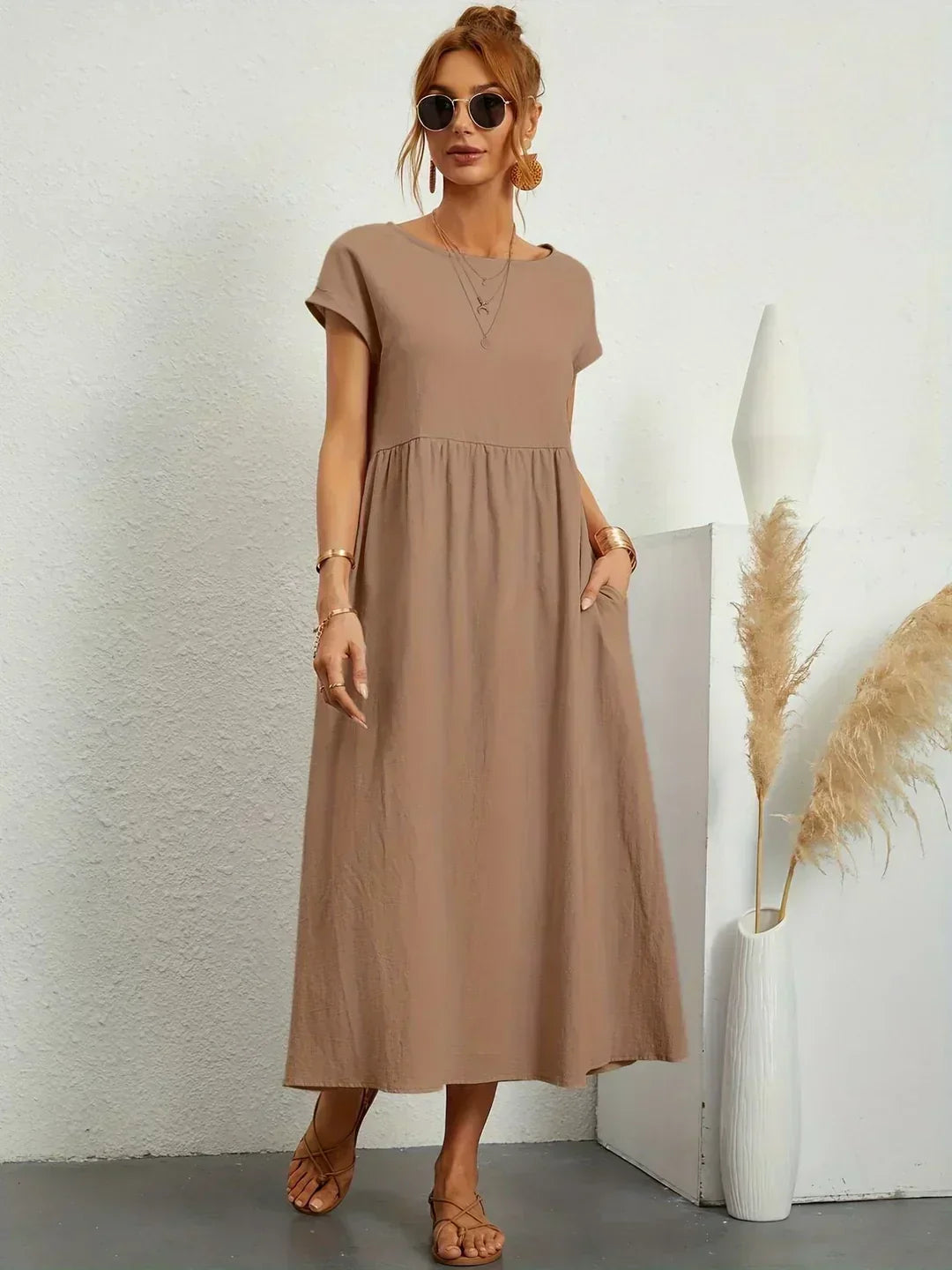 Vestito Midi Bianco Traspirante