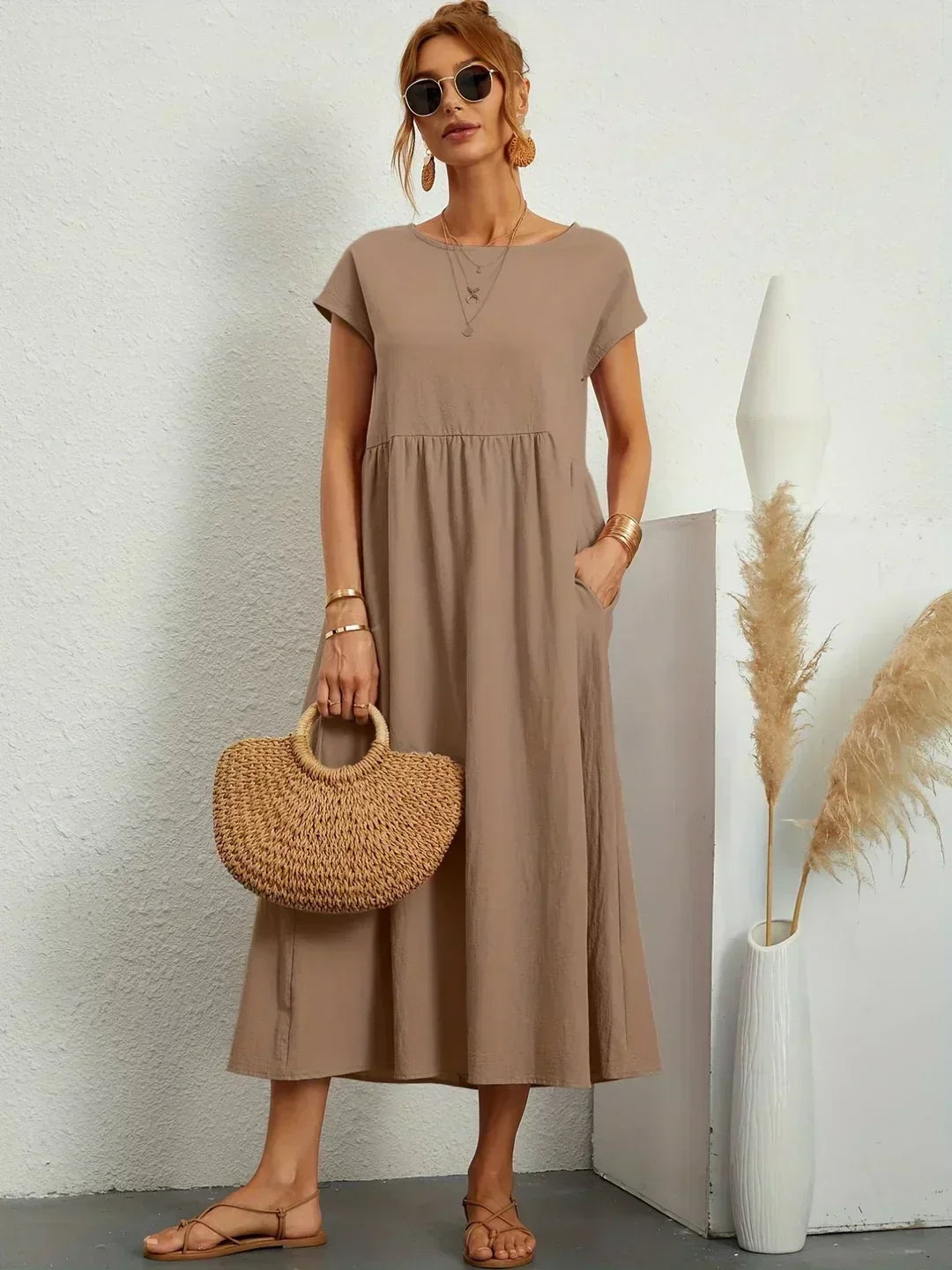 Vestito Midi Bianco Traspirante