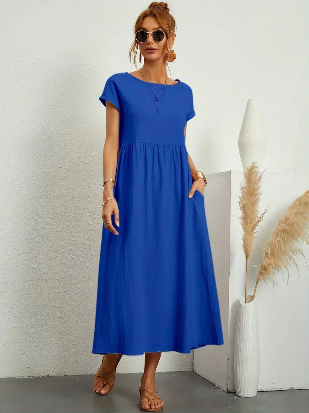Vestito Midi Bianco Traspirante