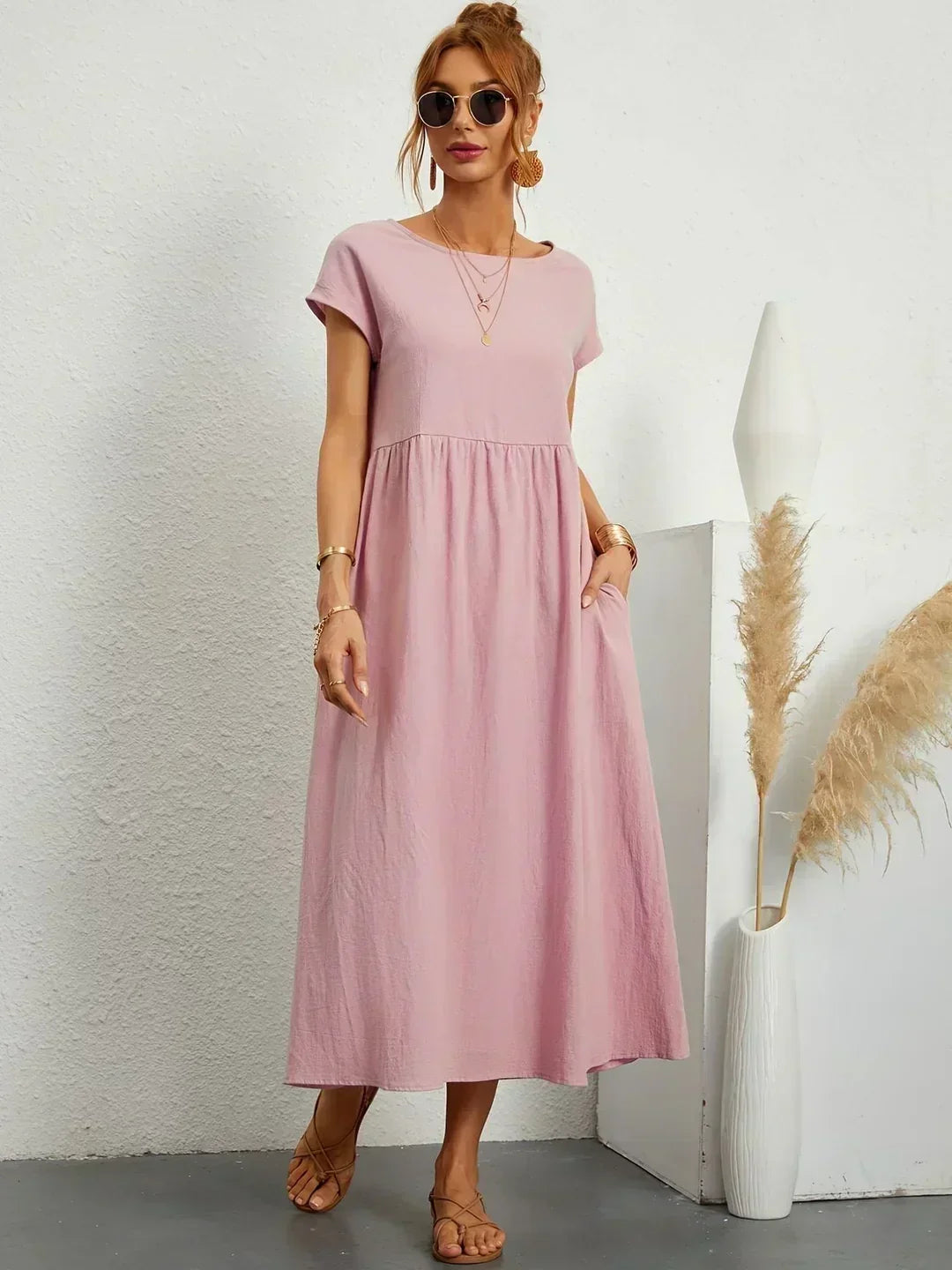 Vestito Midi Bianco Traspirante