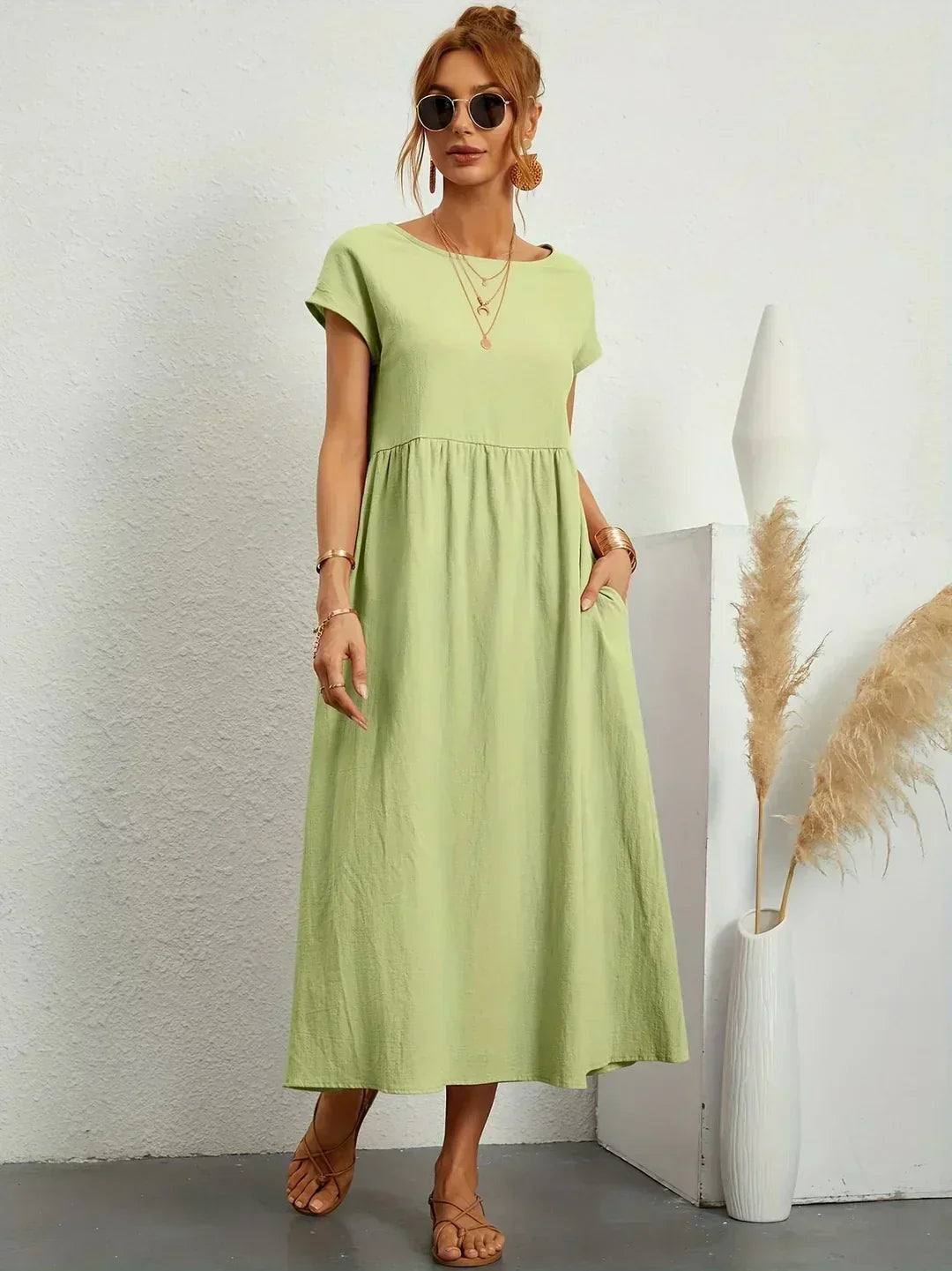 Vestito Midi Bianco Traspirante