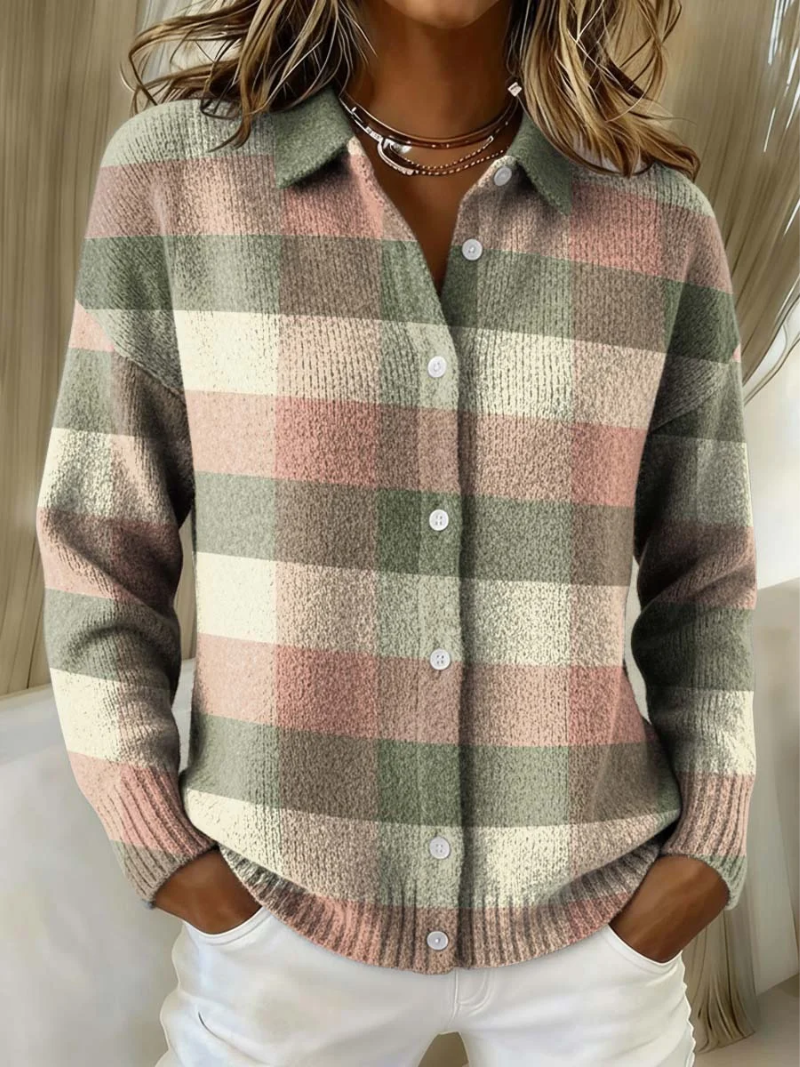 Grace | Cardigan in Maglia Scozzese Pastello